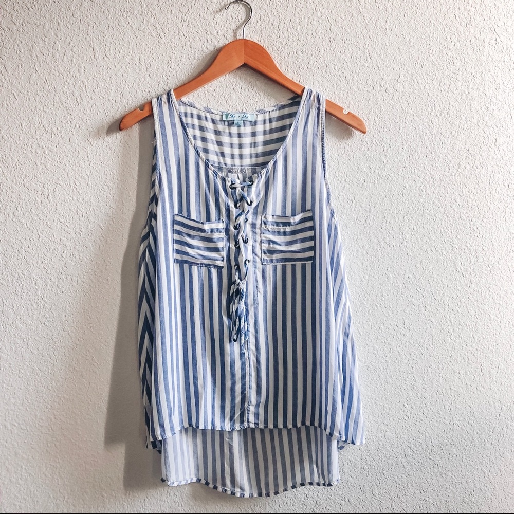 She + Sky Stitch Fix Nautical Stripe Tank Hi Low